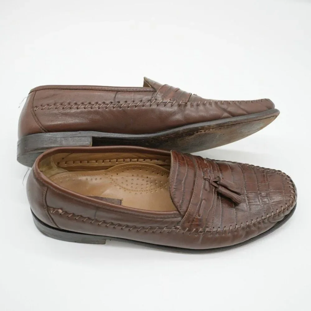 Florsheim Aligator Leather Tassel Dress Loafers Shoes Brown‎ 13D